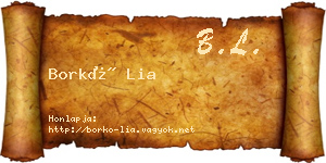 Borkó Lia névjegykártya